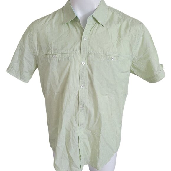 Michael Brandon Dress Shirt Mens Size Medium Button Front Short Sleeve Business - Picture 1 of 4